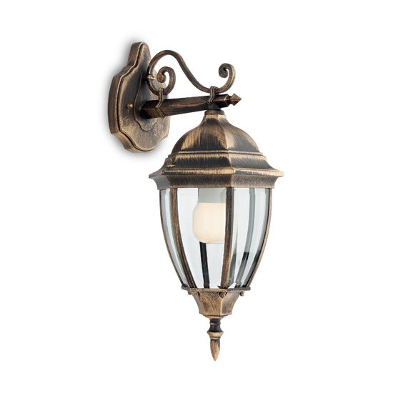 Aplica exterior IP44 negru antichizat auriu sticla fatetata, Sevilla 9605 Smarter