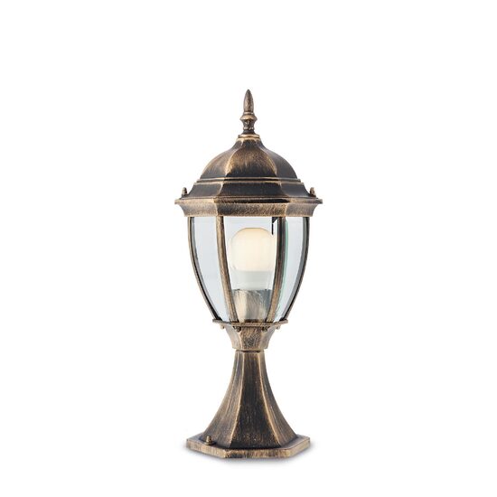 Stalp exterior IP44 negru antichizat auriu sticla fatetata, Sevilla 9606 Smarter