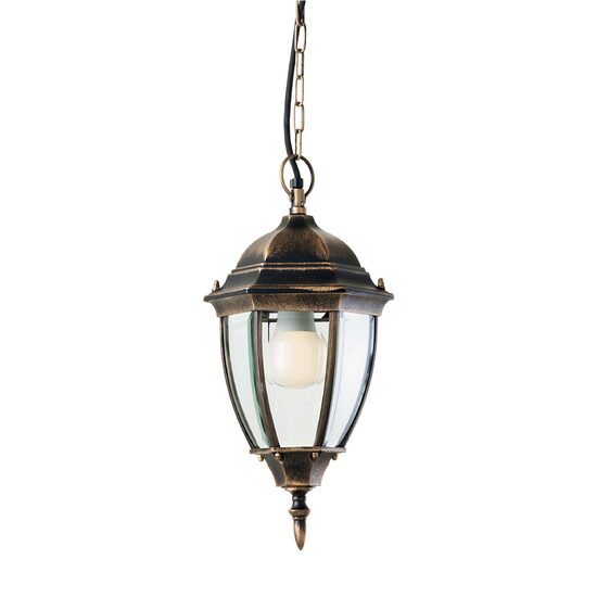 Lustra exterior IP44 negru antichizat auriu sticla fatetata, Sevilla 9607 Smarter