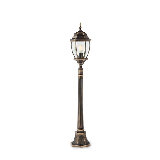 Stalp exterior IP44 negru antichizat auriu sticla fatetata, Sevilla 9608 Smarter