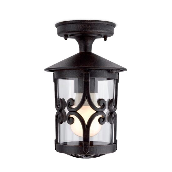 Plafoniera exterior IP23 ruginiu abajur sticla, Tirol 9261 Smarter