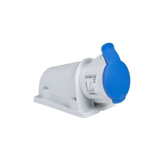 Priza inclinata cu montaj pe perete 16A, 250V, IP44, 3 Poli, Schneider Electric PRATIKA PKF16W423