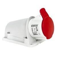 Priza inclinata cu montaj pe perete 32A, 380V, IP44, 4 Poli, Schneider Electric PRATIKA PKF32W434