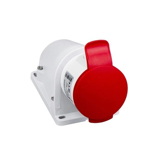 Priza inclinata cu montaj pe perete 32A, 380V, IP44, 5 Poli, Schneider Electric PRATIKA PKF32W435