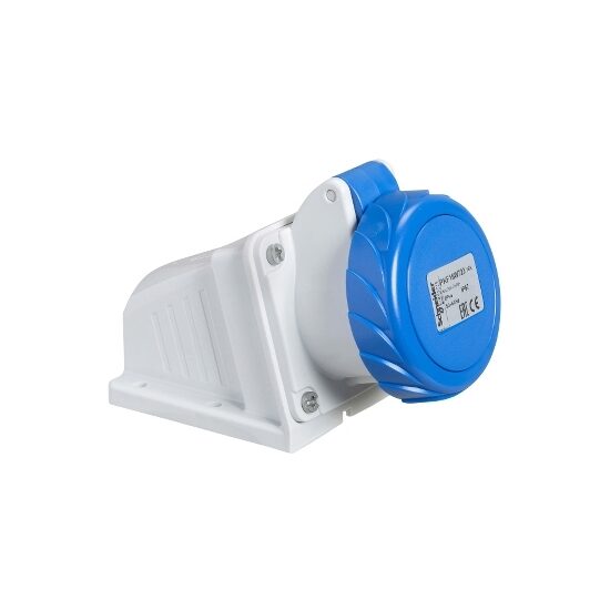 Priza inclinata cu montaj pe perete 32A, 250V, IP67, 3 Poli, Schneider Electric PRATIKA PKF32W723