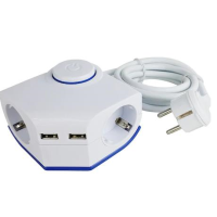 Bloc multiprize de colt, 2 prize + 2 USB, cablu 1.5 metri, Strohm SM-1501202