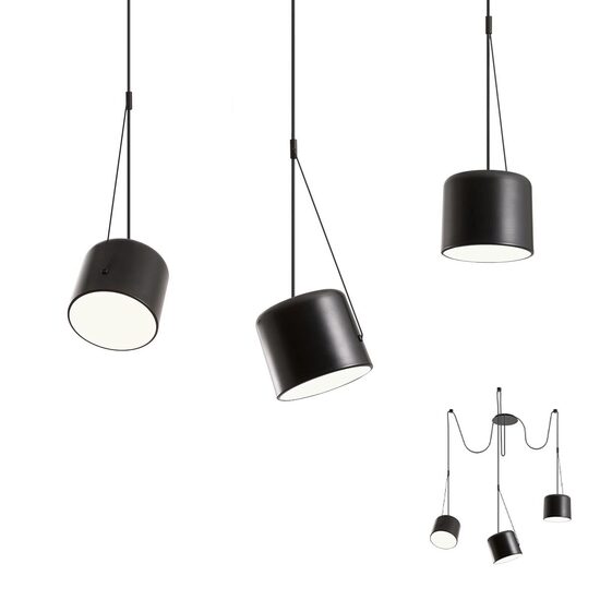 Lustra moderna neagra reflectoare PMMA 3xE27/15W, Dodo 01-1826 Redo