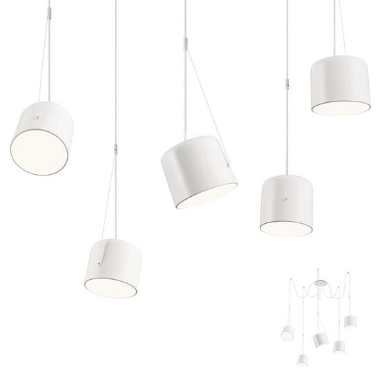 Lustra moderna alba reflectoare PMMA 5xE27/15W, Dodo 01-1827 Redo