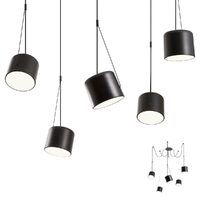 Lustra moderna neagra reflectoare PMMA 5xE27/15W, Dodo 01-1828 Redo