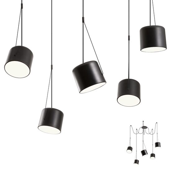 Lustra moderna neagra reflectoare PMMA 5xE27/15W, Dodo 01-1828 Redo