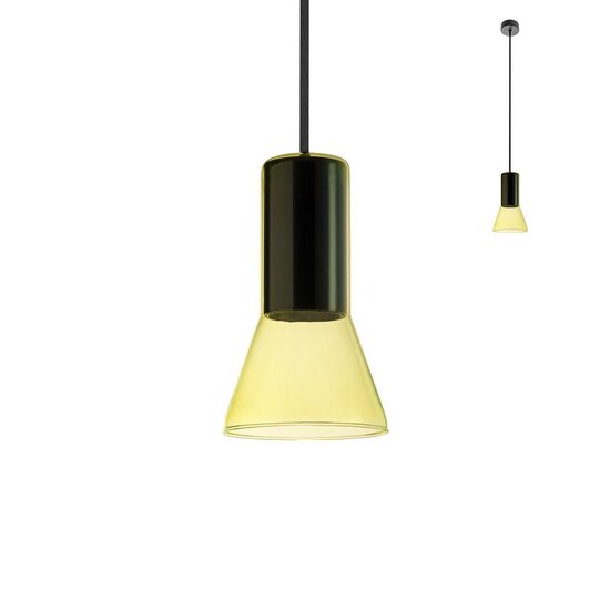 Lustra moderna neagra dispersor sticlă galbena 1xGU10/35W, Jano 01-1687 Redo