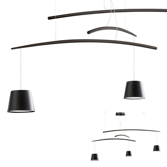 Lustra moderna neagra abajururi metalice LED 3x6W/1620lm/3000K, Lolli 01-1525 Redo