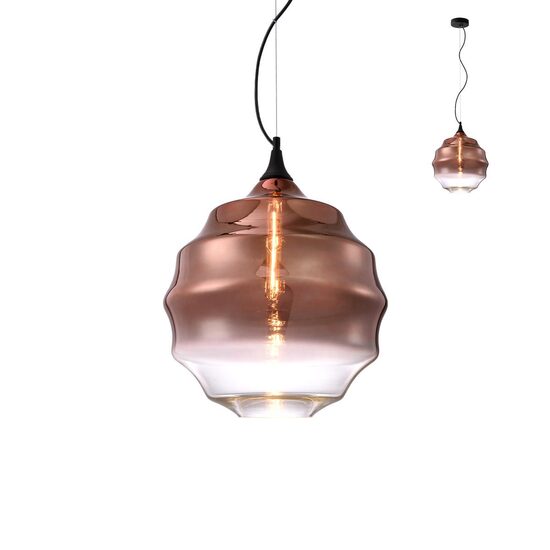Lustra moderna abajur sticlă cupru degrade 1xE27/42W, Slag 01-1846 Redo