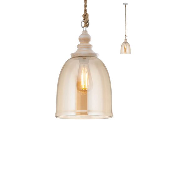 Lustra moderna champagne lemn antichizat 1xE27/42W, Kashi 01-2116 Redo