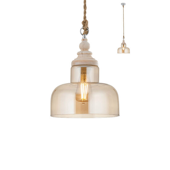 Lustra moderna champagne lemn antichizat 1xE27/42W, Kashi 01-2118 Redo
