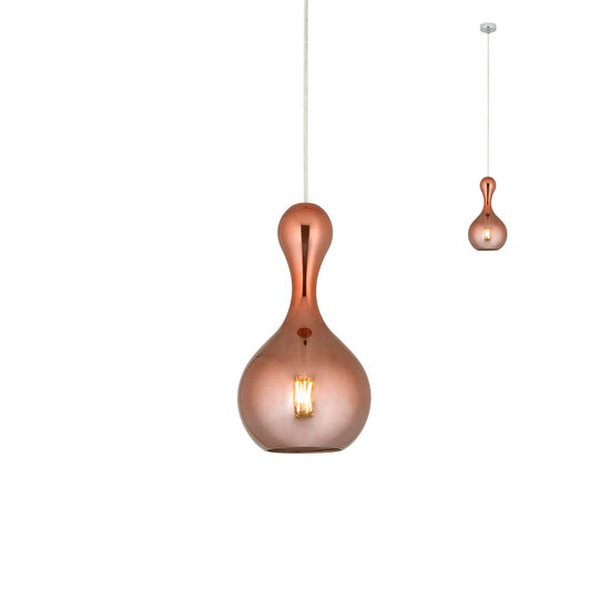 Lustra moderna cuprată abajur sticla 1xE27/42W, Lob 01-2257 Redo