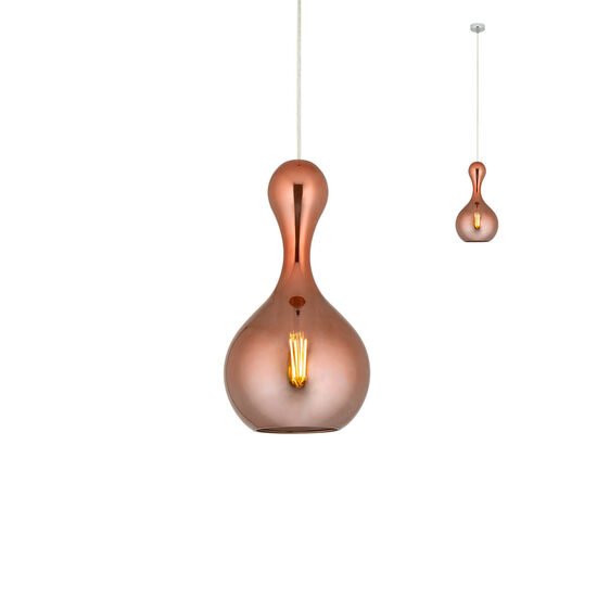 Lustra moderna cuprată abajur sticla 1xE27/42W, Lob 01-2260 Redo