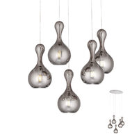 Lustra moderna fumurie abajururi sticlă 5xE27/42W, Lob 01-2262 Redo