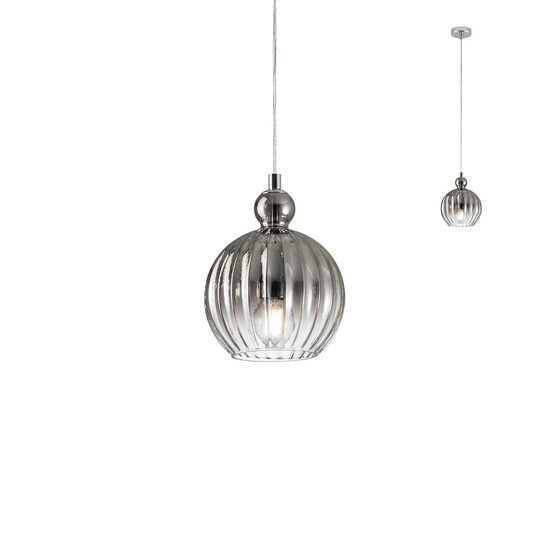 Lustra moderna cromata abajur sticlă fumurie 1xE14/42W, Plumen 01-2063 Redo