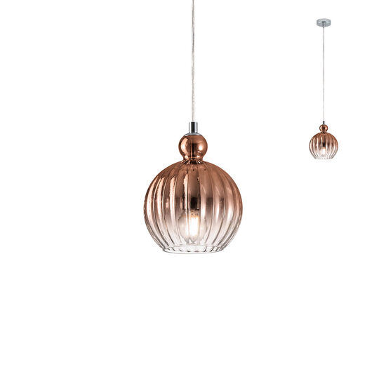 Lustra moderna cromata abajur sticlă cuprata 1xE14/42W, Plumen 01-2064 Redo