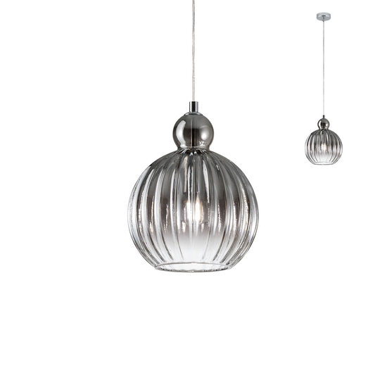 Lustra moderna cromata abajur sticlă fumurie 1xE14/42W, Plumen 01-2066 Redo