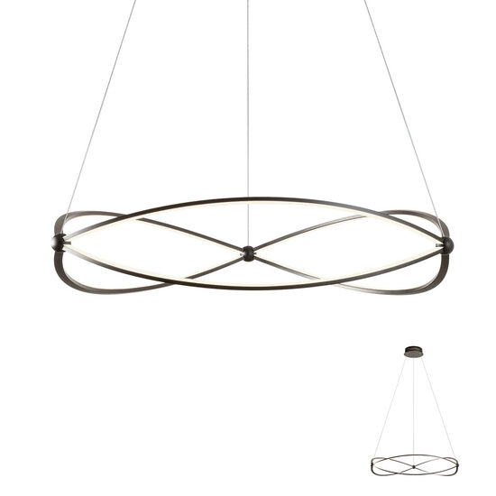 Lustra moderna neagra dispersor silicon LED 54W/6264lm/3000K, Quark 01-2254 Redo