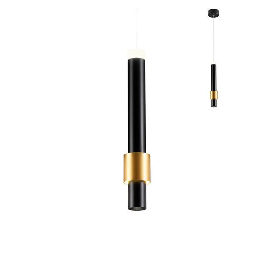 Lustra moderna neagra inel decorativ auriu LED 6W/672lm/3000K, Tycon 01-1994 Redo