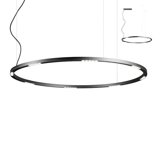 Pendul cu LED-uri SMD, structură din aluminiu și metal, vopsită negru mat, UNION 01-2210, Redo