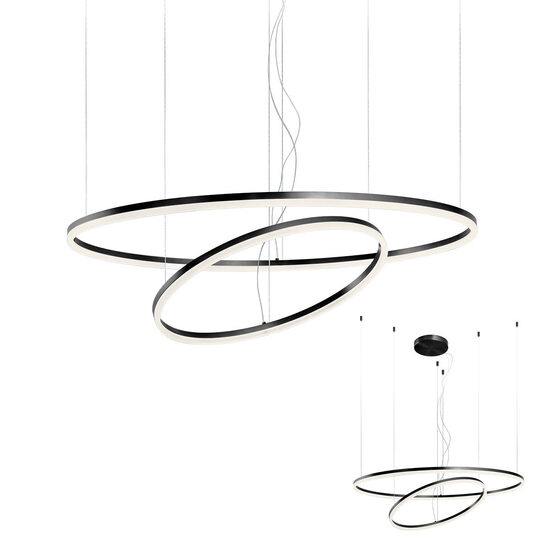 Lustra moderna neagra il. direct LED 42W+66W/11664lm/3000K, Orbit 01-1953-TRIAC Redo
