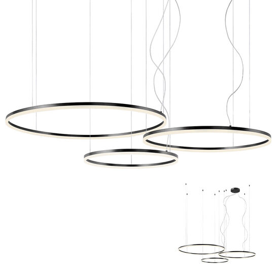 Lustra neagra il. direct LED 42W+55W+66W/17714lm/3000K, Orbit 01-1954-TRIAC Redo