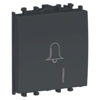 Intrerupator cu revenire Negru, indicator luminos, simbol sonerie, 2 module, 1P, EASY STYL Schneider Electric, LMR1432003