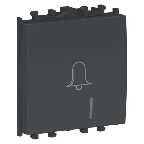 Intrerupator cu revenire Negru, indicator luminos, simbol sonerie, 2 module, 1P, EASY STYL Schneider Electric, LMR1432003