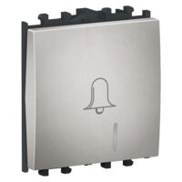 Intrerupator cu revenire Argintiu, indicator luminos, simbol sonerie, 2 module, 1P, EASY STYL Schneider Electric, LMR1432004