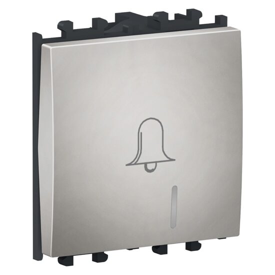 Intrerupator cu revenire Argintiu, indicator luminos, simbol sonerie, 2 module, 1P, EASY STYL Schneider Electric, LMR1432004