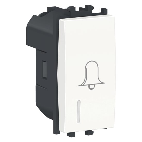 Intrerupator cu revenire Alb, indicator luminos, simbol sonerie, 1 modul, 1P, EASY STYL Schneider Electric, LMR1490001