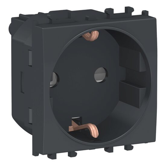 Priza standard German Neagra, 2 module, 2P+E, 16A, EASY STYL Schneider Electric, LMR5210003
