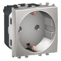 Priza standard German Argintie, 2 module, 2P+E, 16A, EASY STYL Schneider Electric, LMR5210004