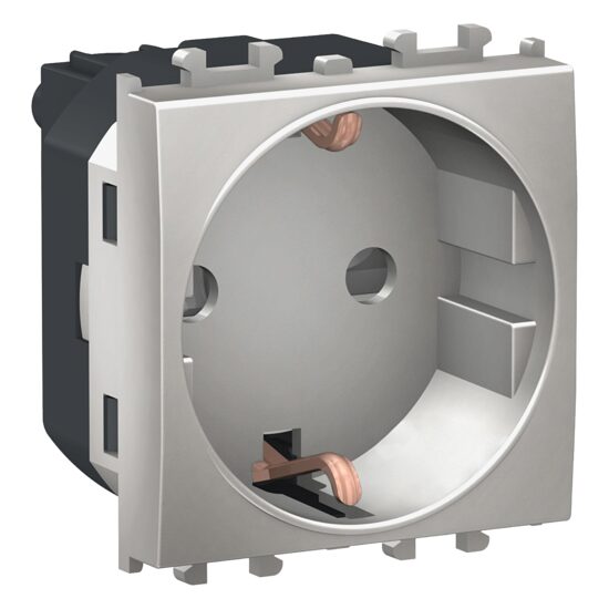 Priza standard German Argintie, 2 module, 2P+E, 16A, EASY STYL Schneider Electric, LMR5210004