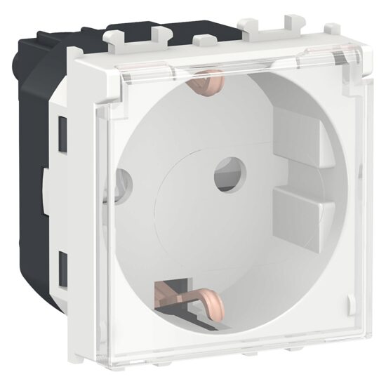 Priza standard German Alba, cu capac, 2 module, 2P+E, 16A, EASY STYL Schneider Electric, LMR5310001