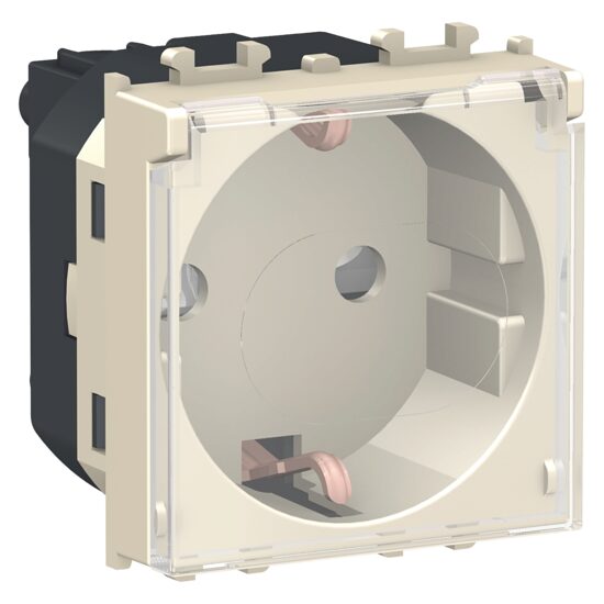 Priza standard German Crem, cu capac, 2 module, 2P+E, 16A, EASY STYL Schneider Electric, LMR5310002