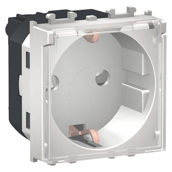 Priza standard German Argintie, cu capac, 2 module, 2P+E, 16A, EASY STYL Schneider Electric, LMR5310004
