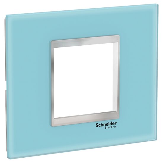Rama ornamentala sticla Albastru/Crom, 2 module, EASY STYL Schneider Electric, LMR7912038