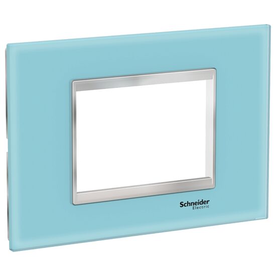 Rama ornamentala sticla Albastru/Crom, 3 module, EASY STYL Schneider Electric, LMR7913038