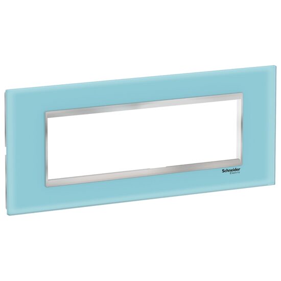 Rama ornamentala sticla Albastru/Crom, 7 module, EASY STYL Schneider Electric, LMR7917038