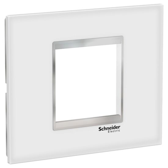Rama ornamentala sticla Alb/Crom, 2 module, EASY STYL Schneider Electric, LMR7962038