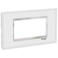 Rama ornamentala sticla Alb/Crom, 4 module, EASY STYL Schneider Electric, LMR7964038