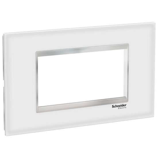 Rama ornamentala sticla Alb/Crom, 4 module, EASY STYL Schneider Electric, LMR7964038