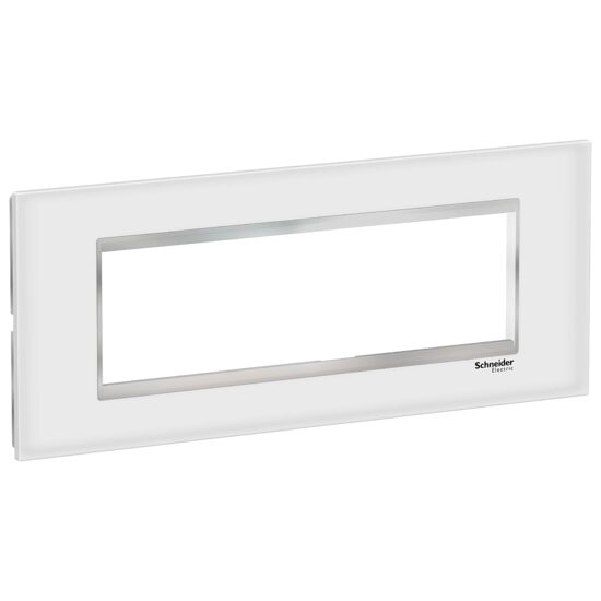 Rama ornamentala sticla Alb/Crom, 7 module, EASY STYL Schneider Electric, LMR7967038