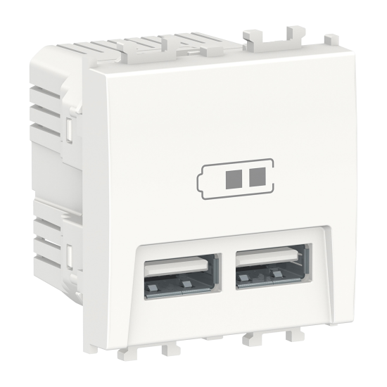 Priza dubla USB de incarcare Alba, 2 module, EASY STYL Schneider Electric, LMR9910001
