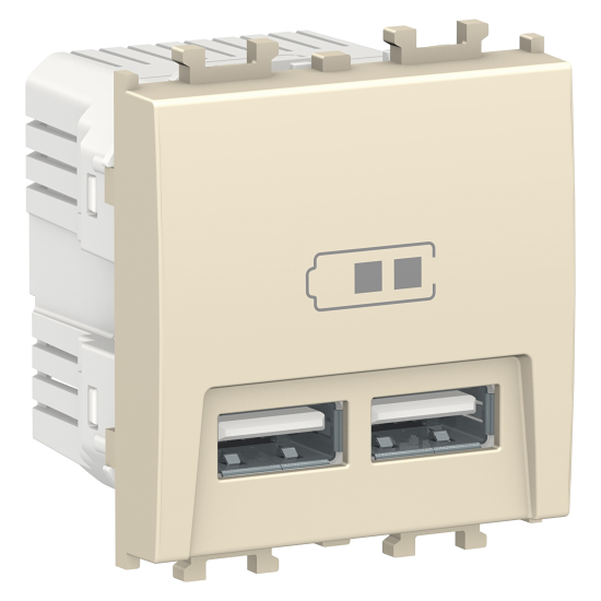 Priza dubla USB de incarcare Crem, 2 module, EASY STYL Schneider Electric, LMR9910002